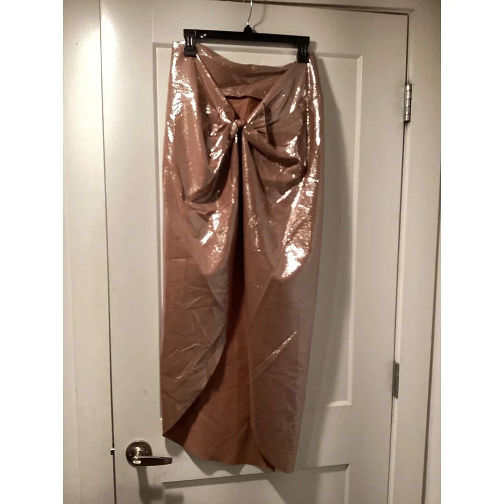 SKIMS Liquid Shine Swim Sarong Skirt Cinnamon Metallic XL CU-SAR-4805